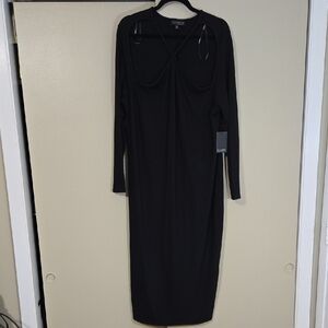 Eloquii Black Sheath Cocktail Dress with Criss Cross Neck Size 22/24 NWT